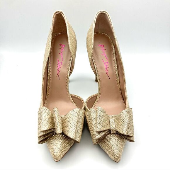 BETSEY JOHNSON WOMEN'S LANDYN HEELED SANDAL, GOLD, SIZE 10 - Picture 2 of 9